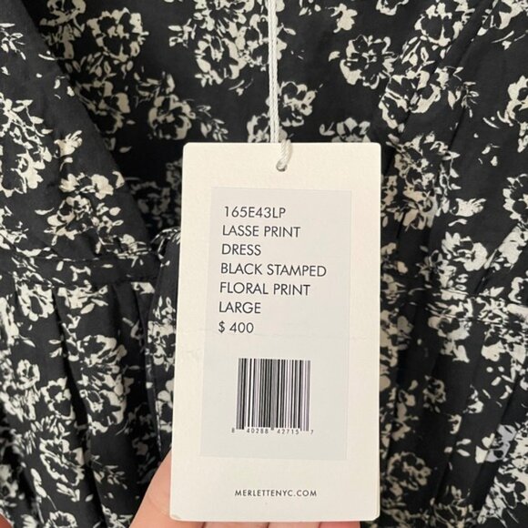Merlette Lasse Print Mini Dress in Black Stamped Floral Size Large - Picture 4 of 6